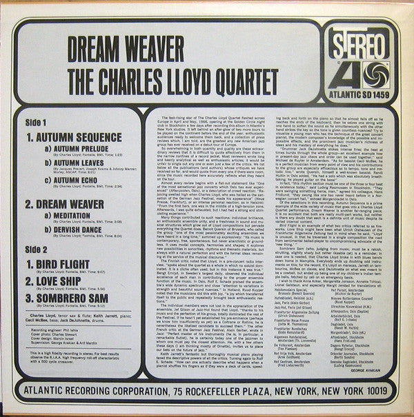 The Charles Lloyd Quartet : Dream Weaver (LP, Album, RE)