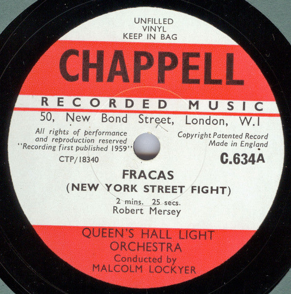 Queen's Hall Light Orchestra* Conducted By Malcolm Lockyer : Fracas (New York Street Fight) / Science Fiction ; Glitter Waltz (10")
