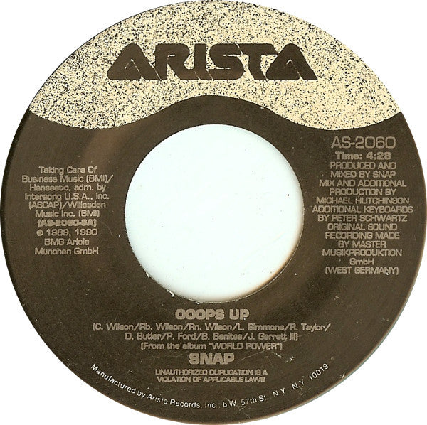 Snap! : Ooops Up (7")