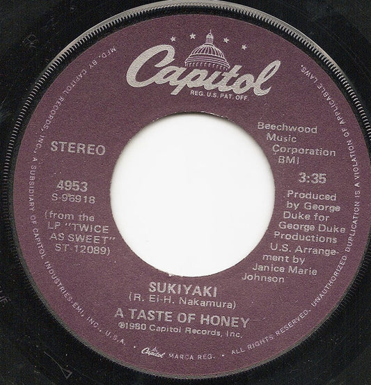 A Taste Of Honey : Sukiyaki (7", Single, Win)