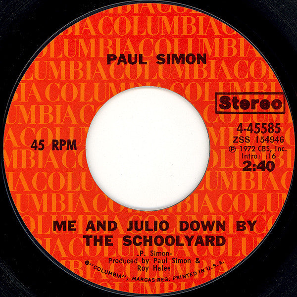 Paul Simon : Me And Julio Down By The Schoolyard / Congratulations (7", Single, Styrene, Pit)