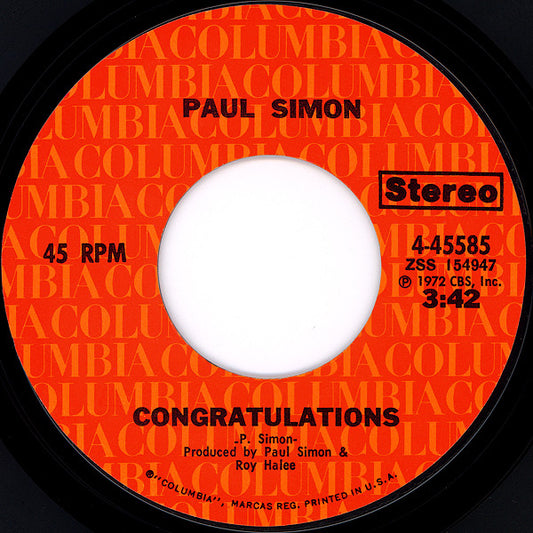 Paul Simon : Me And Julio Down By The Schoolyard / Congratulations (7", Single, Styrene, Pit)