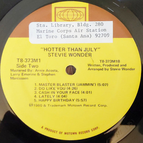 Stevie Wonder : Hotter Than July (LP, Album, Sup)
