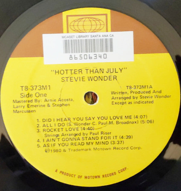 Stevie Wonder : Hotter Than July (LP, Album, Sup)