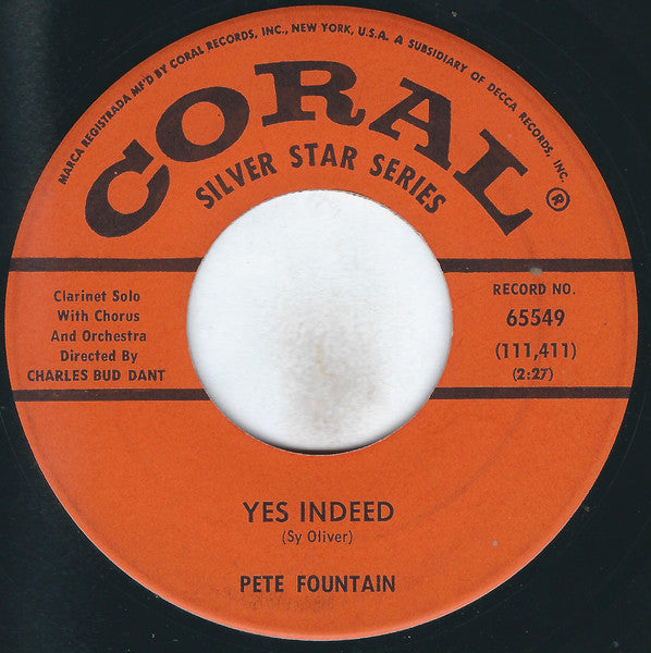 Pete Fountain : Yes Indeed / While We Danced At The Mardi Gras (7", Pin)