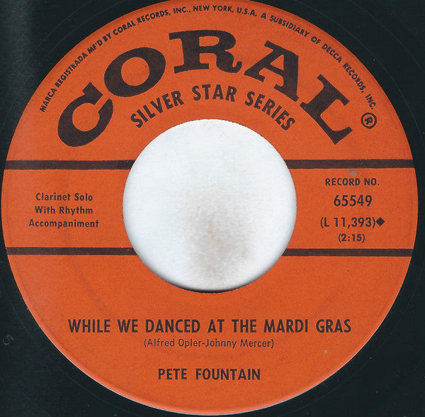 Pete Fountain : Yes Indeed / While We Danced At The Mardi Gras (7", Pin)