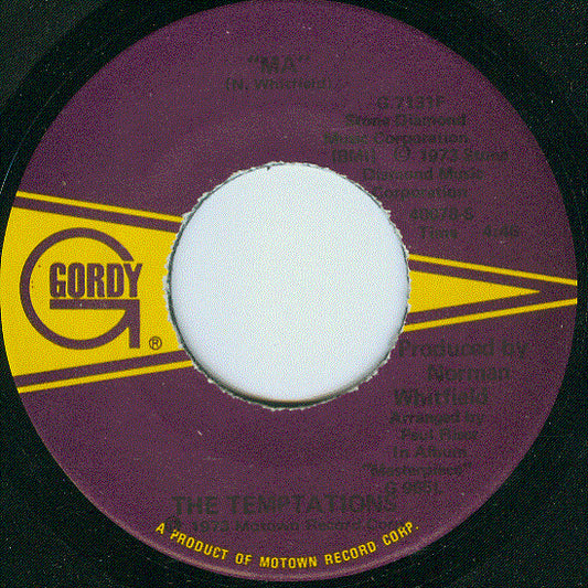The Temptations : Hey Girl (I Like Your Style) / Ma (7", Single)