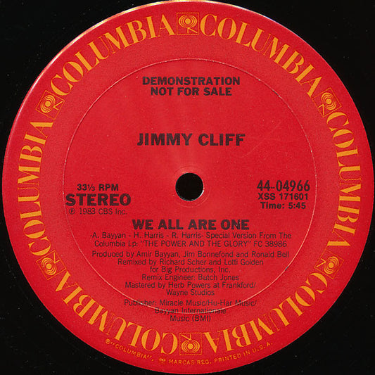 Jimmy Cliff : We All Are One (12", Promo)