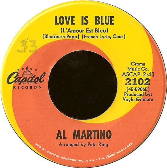 Al Martino : Love Is Blue (L'Amour Est Bleu) (7")
