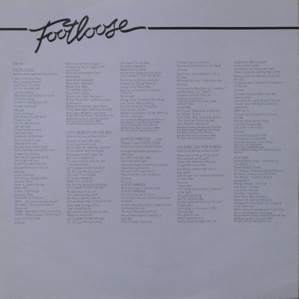 Various : Footloose (Original Motion Picture Soundtrack) (LP, Album)