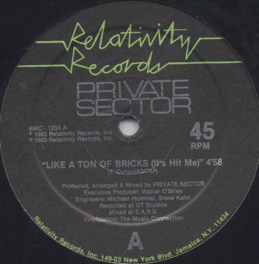 Private Sector (2) : Like A Ton Of Bricks (It's Hit Me) (12")