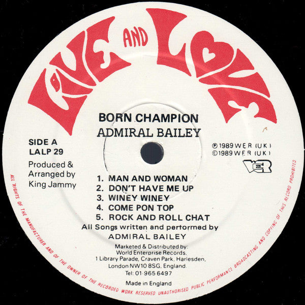 Admiral Bailey : Born Champion (LP)