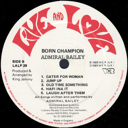 Admiral Bailey : Born Champion (LP)