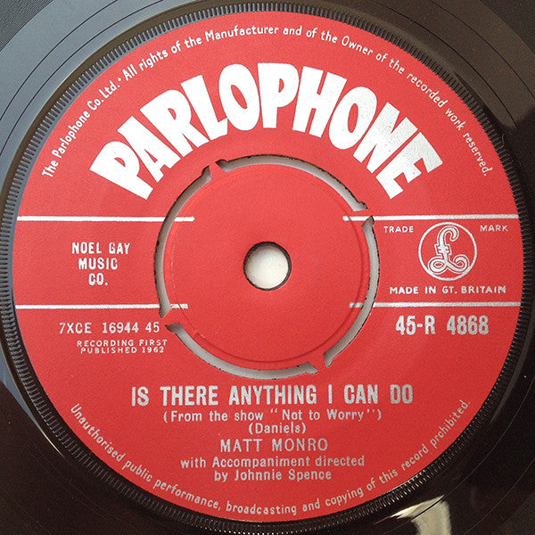 Matt Monro : Softly As I Leave You (7", Single)