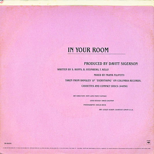 Bangles : In Your Room (7", Single, Styrene, Car)