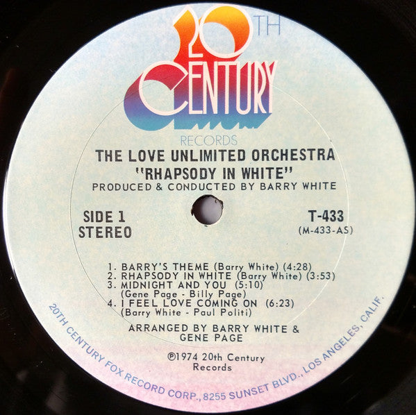 The Love Unlimited Orchestra* Arranged & Conducted By Barry White : Rhapsody In White (LP, Album, San)