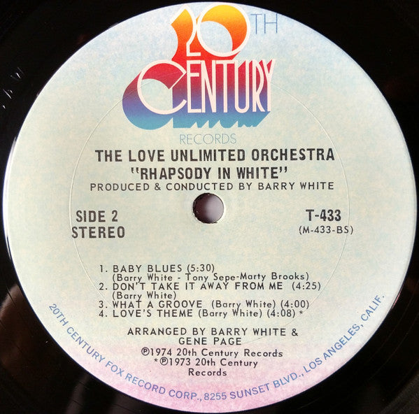 The Love Unlimited Orchestra* Arranged & Conducted By Barry White : Rhapsody In White (LP, Album, San)