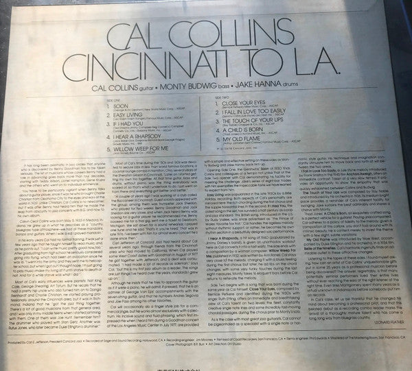Cal Collins : Cincinnati To L.A. (LP)