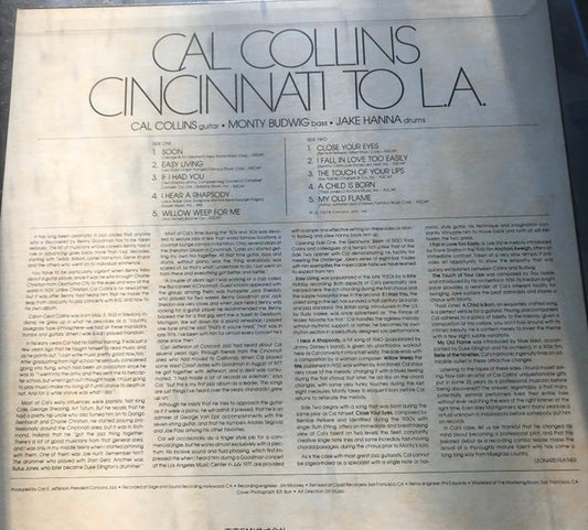 Cal Collins : Cincinnati To L.A. (LP)