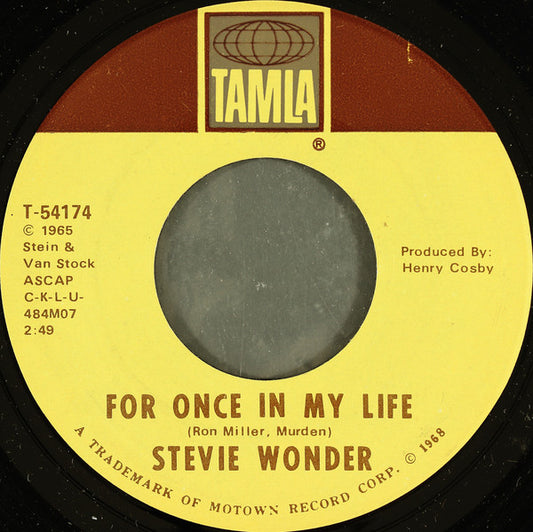 Stevie Wonder : For Once In My Life (7", Single, ARP)