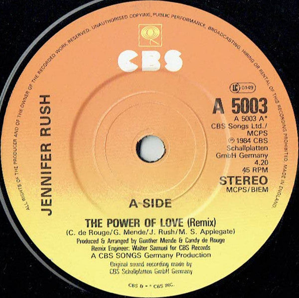 Jennifer Rush : The Power Of Love (Remix) (7", Single, Sun)