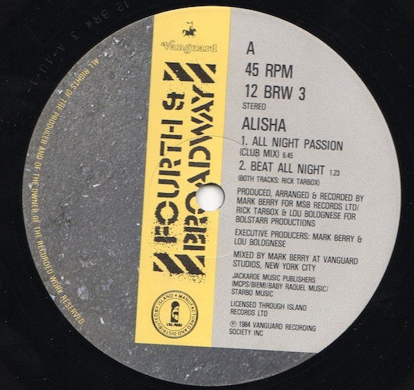 Alisha : All Night Passion (Club Mix) (12")