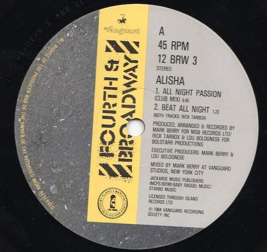 Alisha : All Night Passion (Club Mix) (12")