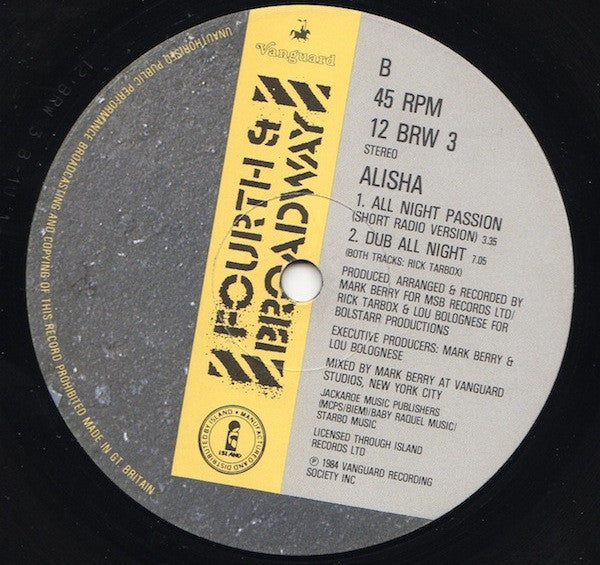 Alisha : All Night Passion (Club Mix) (12")