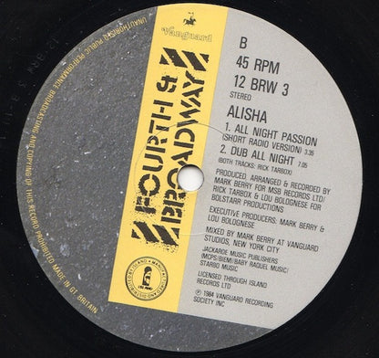 Alisha : All Night Passion (Club Mix) (12")