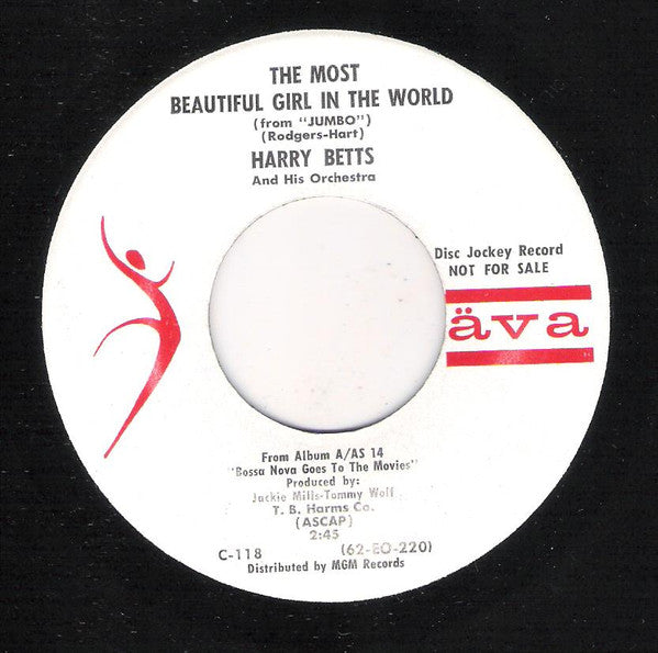 Harry Betts & His Orchestra : The Most Beautiful Girl In The World (7", Promo)
