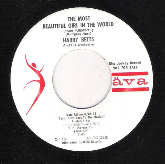 Harry Betts & His Orchestra : The Most Beautiful Girl In The World (7", Promo)
