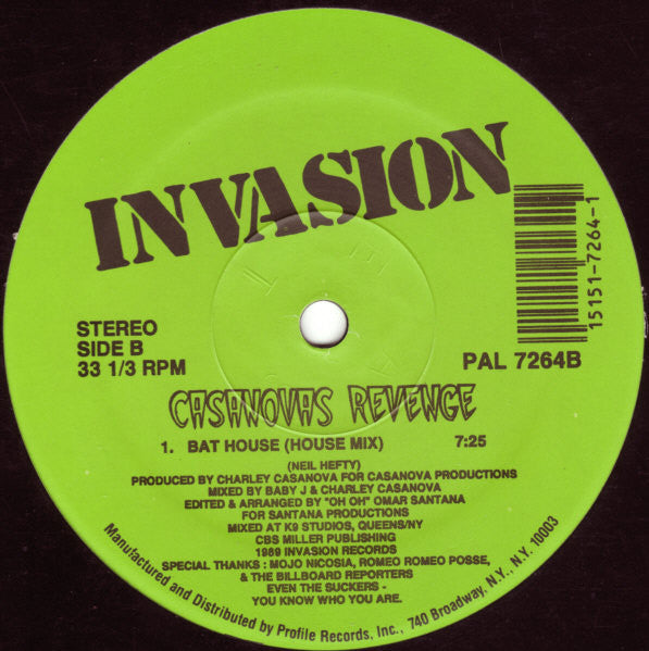 Casanova's Revenge : Bat House (12")