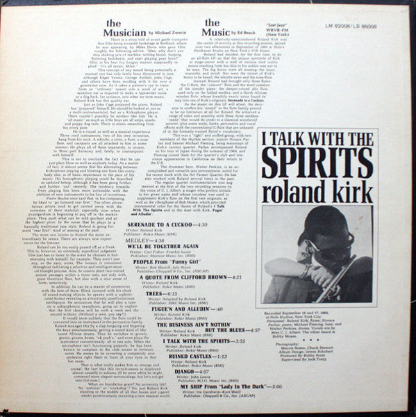 Roland Kirk : I Talk With The Spirits (LP, Album, RP)