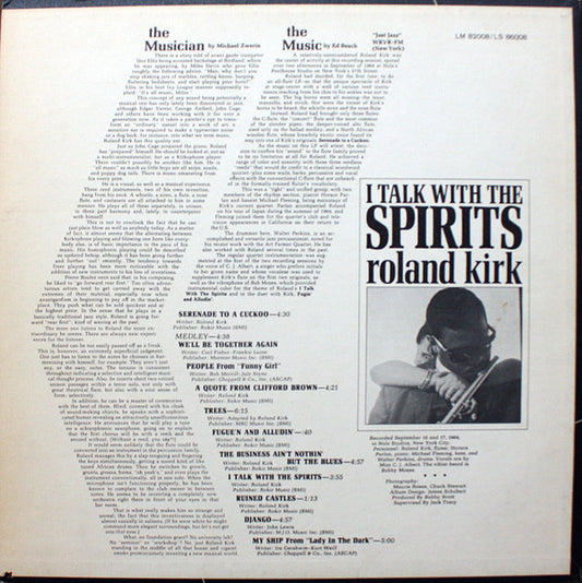 Roland Kirk : I Talk With The Spirits (LP, Album, RP)