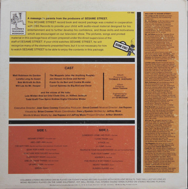 Sesame Street : The Sesame Street Book & Record (LP, Album, Gat)