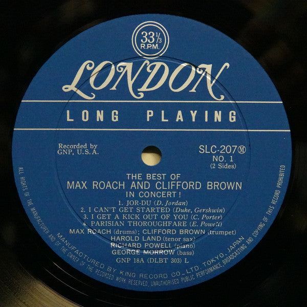 Max Roach And Clifford Brown* : The Best Of Max Roach And Clifford Brown In Concert! (LP, Comp, Mono)