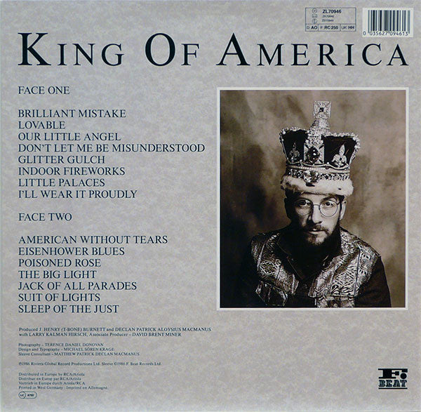 The Costello Show Featuring The Attractions And Confederates* : King Of America (LP, Album)