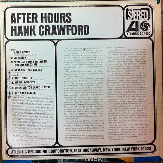 Hank Crawford : After Hours (LP, Album)