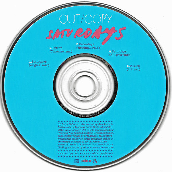 Cut/Copy* : Saturdays (CD, Single)