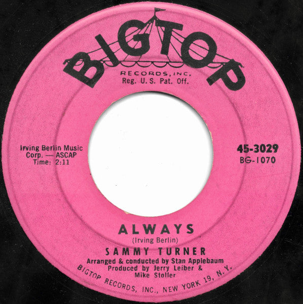 Sammy Turner : Always / Symphony (7", Single)