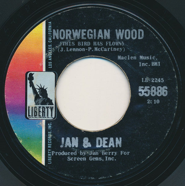 Jan & Dean : Popsicle / Norwegian Wood (This Bird Has Flown) (7", Single, Styrene, She)