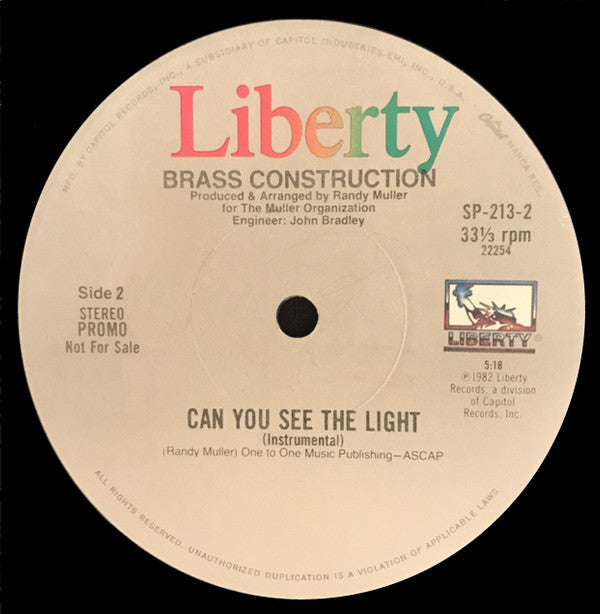 Brass Construction : Can You See The Light (12", Promo)