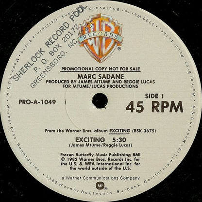 Marc Sadane : Exciting (12", Promo)
