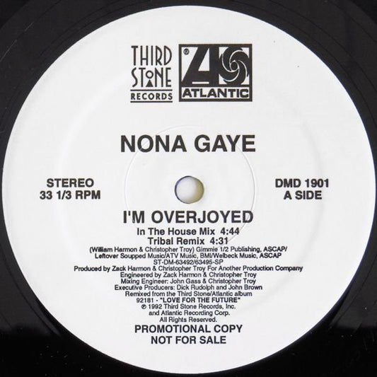 Nona Gaye : I'm Overjoyed (12", Promo)