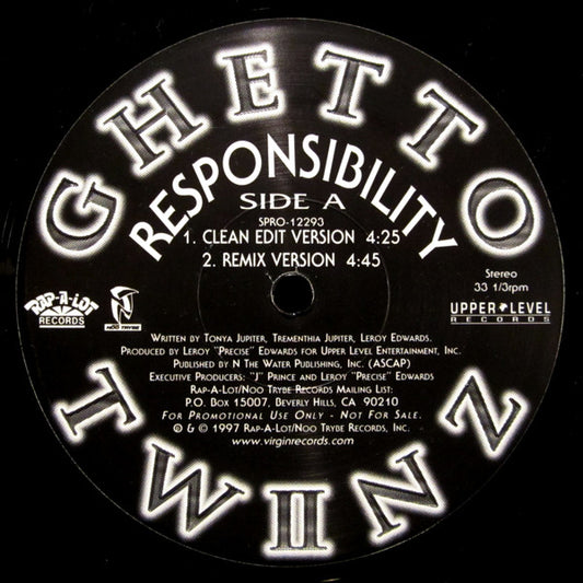Ghetto Twiinz : Responsibility (12", Promo)
