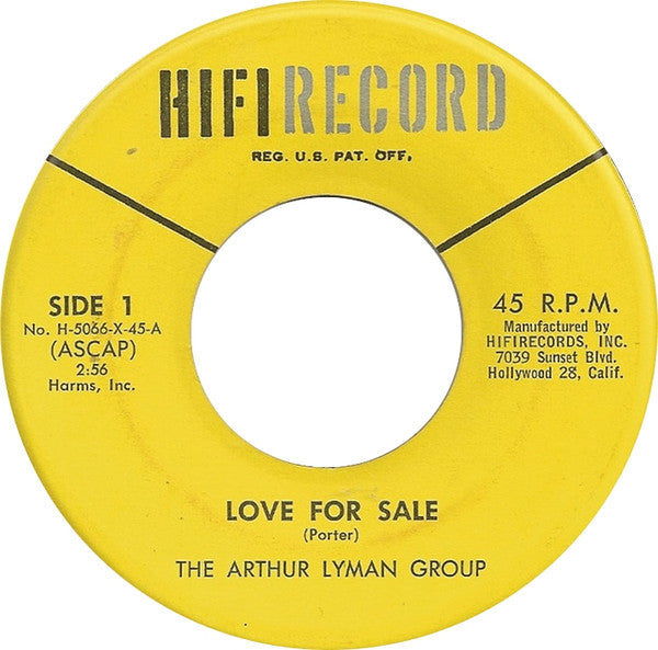 The Arthur Lyman Group : Love For Sale (7", Single)
