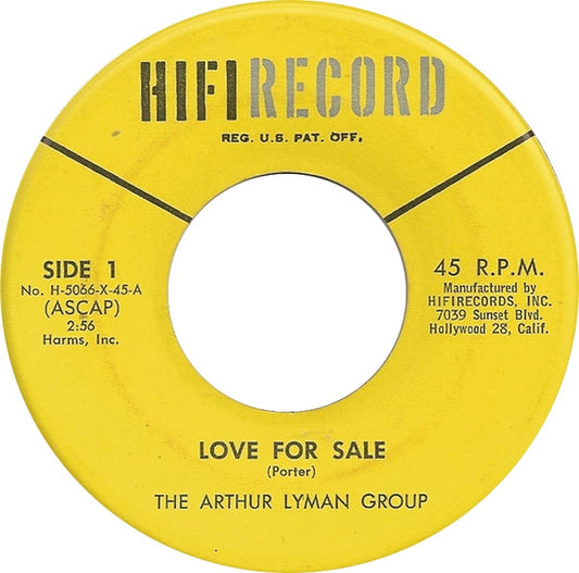 The Arthur Lyman Group : Love For Sale (7", Single)