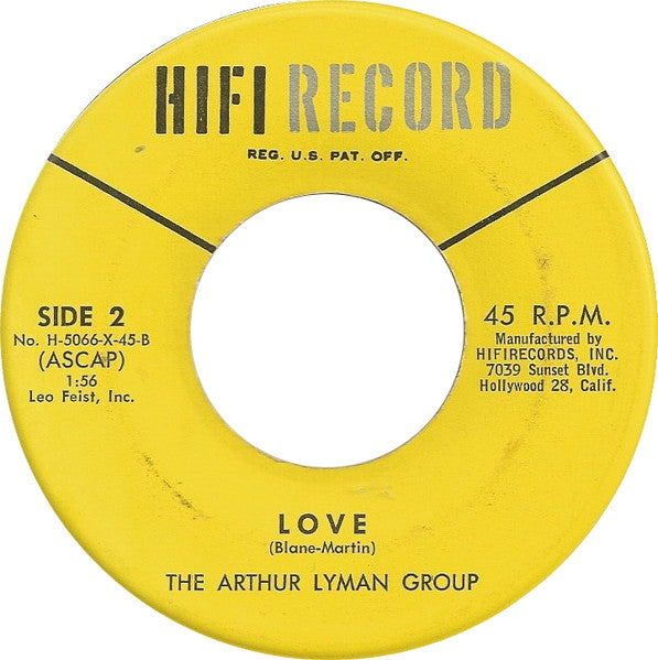 The Arthur Lyman Group : Love For Sale (7", Single)