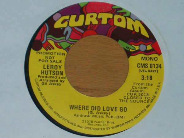 Leroy Hutson : Where Did Love Go (7", Mono, Promo)