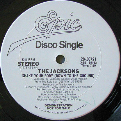 The Jacksons : Shake Your Body (Down To The Ground) (12", Single, Promo)